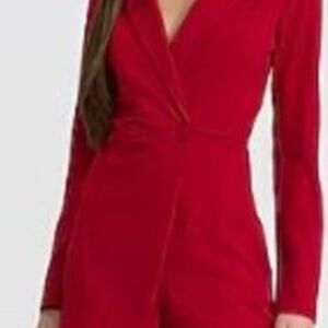 NWT Express Bold Dark Red Long Sleeve Romper Dress
